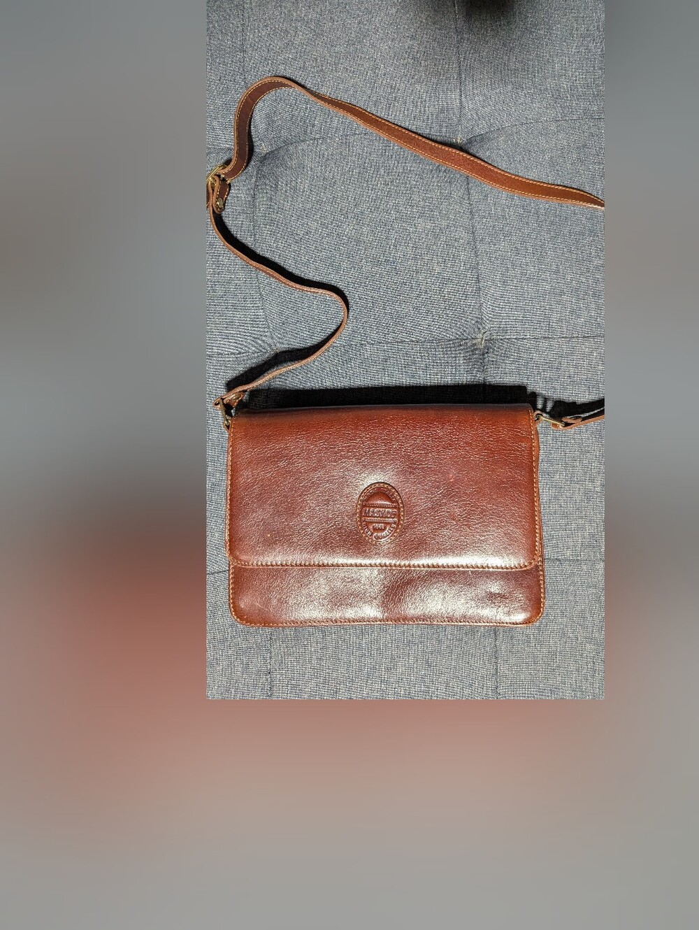 Vintage Maskof Italy Brown Leather Crossbody Bag Flap Shoulder Purse